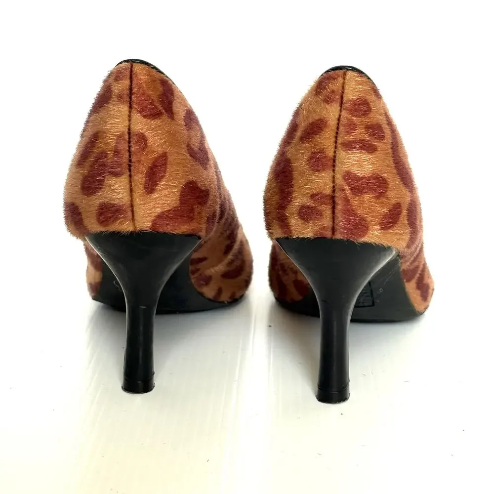 Faux Fur Leopard Spots Animal Pumps Comfort Plus Predictions Heels Women's 8.5
